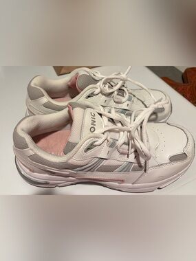 Vionic Women's White Sneakers with Pink Accents style 23walk